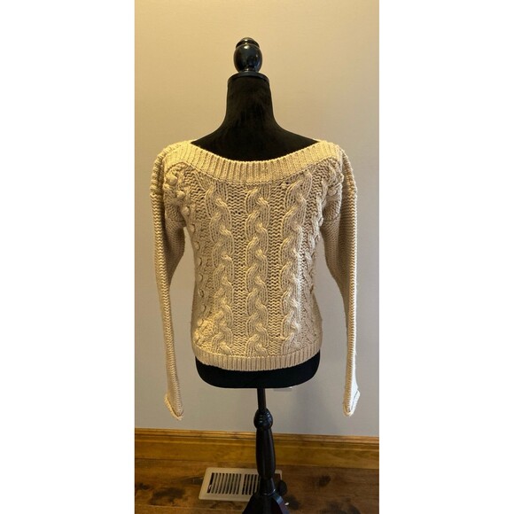 Hazel Cable Knit Sweater Size Small Boat Neckline  Loose Chunky Knit  Relaxed - Picture 5 of 10